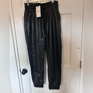 7 For All Mankind Black Faux Leather Joggers